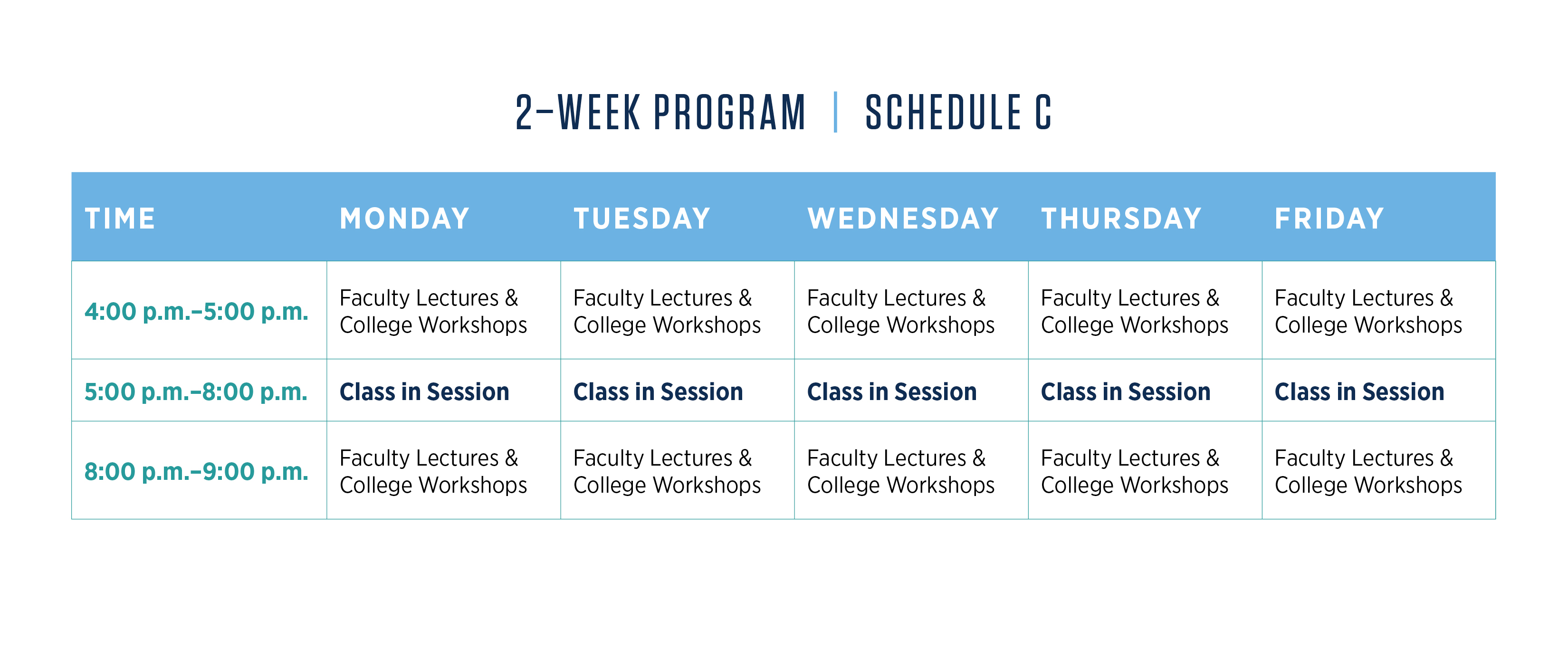 Enlargeable graphic showing 2-Week Schedule C